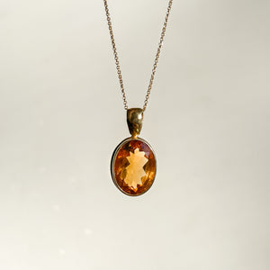 Jane Citrine oval pendant-Necklace-MAYLI Jewels