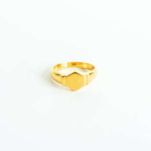 Signet Hexagon - Gold Plated-Ring-Signet Hexagon - Gold Plated - Sterling Silver Gold Plated Ring Birthstone Necklace Jewerly - MAYLI Jewels-MAYLI Jewels