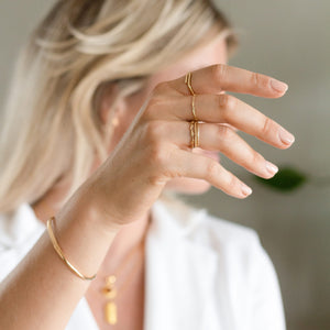Hand Hammered - Gold Plated-Ring-Hand Hammered - Gold Plated - Sterling Silver Gold Plated Ring Birthstone Necklace Jewerly - MAYLI Jewels-MAYLI Jewels