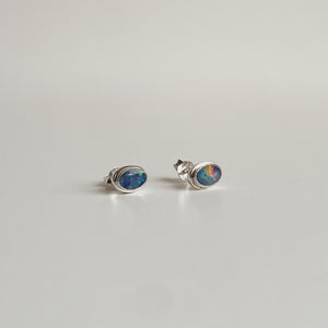 Australian Opal Oval Silver Earring