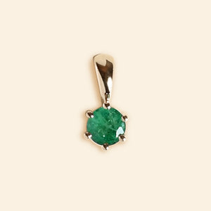 Birthstone Pendant Emerald Chaton 14K