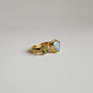 Grace Peridot Opal Gold Plated Ring
