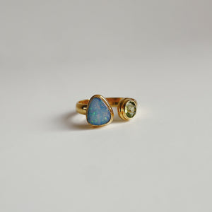 Grace Peridot Opal Gold Plated Ring