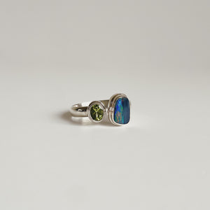 Grace Peridot Opal Silver Ring