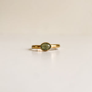 Tourmaline green oval gold plated
