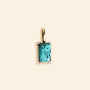 Birthstone Pendant Turquoise Rectangle 14K