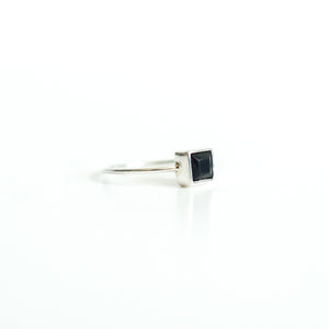 Black Onyx Square-Ring-Black Onyx Square - Sterling Silver Gold Plated Ring Birthstone Necklace Jewerly - MAYLI Jewels-MAYLI Jewels