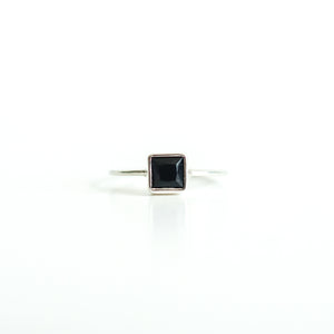 Black Onyx Square-Ring-Black Onyx Square - Sterling Silver Gold Plated Ring Birthstone Necklace Jewerly - MAYLI Jewels-MAYLI Jewels