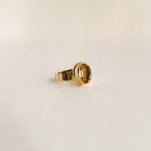 Citrine oval statement Gold Plated-ring-MAYLI Jewels