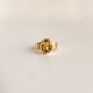 Citrine oval statement Gold Plated-ring-MAYLI Jewels