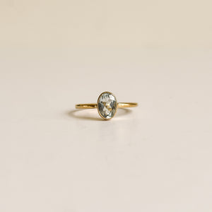 Elsa - Aquamarine oval gold plated-ring-MAYLI Jewels