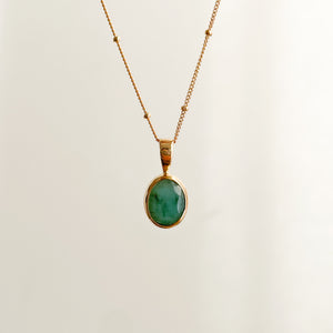Emerald Diana Gold Plated-Necklace-MAYLI Jewels
