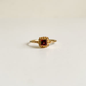 Garnet square - Gold plated-Ring-MAYLI Jewels