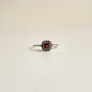 Garnet square-Ring-MAYLI Jewels