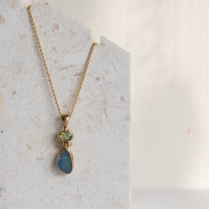 Peridot and Opal Pendant Gold Plated-Charms & Pendants-MAYLI Jewels