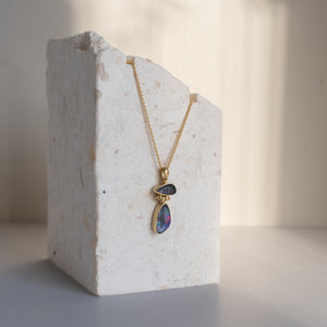 Double Magic Opal Pendant Gold Plated-Charms & Pendants-MAYLI Jewels