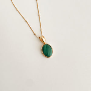 Malachite Oval Pendant-Necklace-MAYLI Jewels