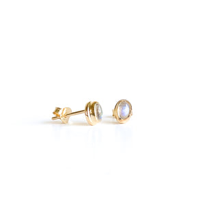 Rainbow Moonstone Studs - Gold Plated-Earrings-Rainbow Moonstone Studs - Gold Plated - MAYLI Jewels-MAYLI Jewels