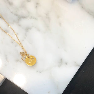 Initial Pendant Round - Gold Plated-Necklace-Initial Pendant Round - Gold Plated - Sterling Silver Gold Plated Ring Birthstone Necklace Jewerly - MAYLI Jewels-MAYLI Jewels